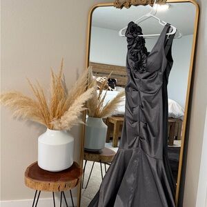 Bebe Charcoal One-Shoulder Gown